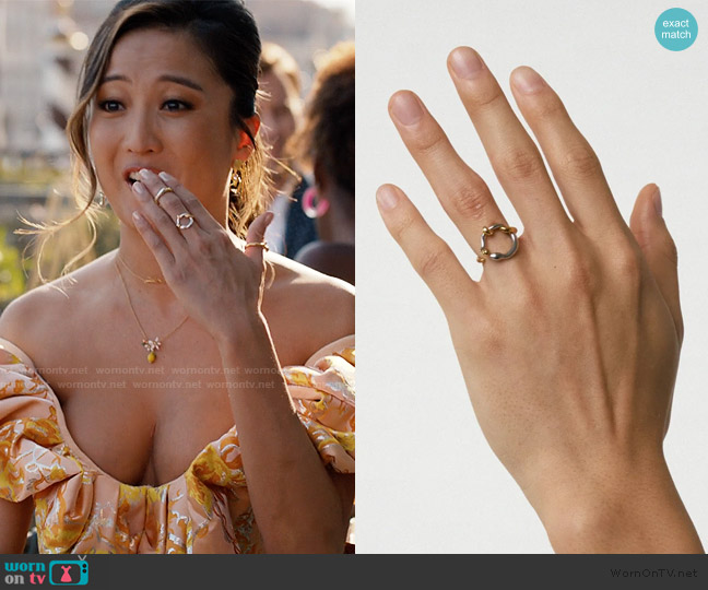 Graedance Jormun Two Tone Hollow Ring worn by Mindy Chen (Ashley Park) on Emily in Paris
