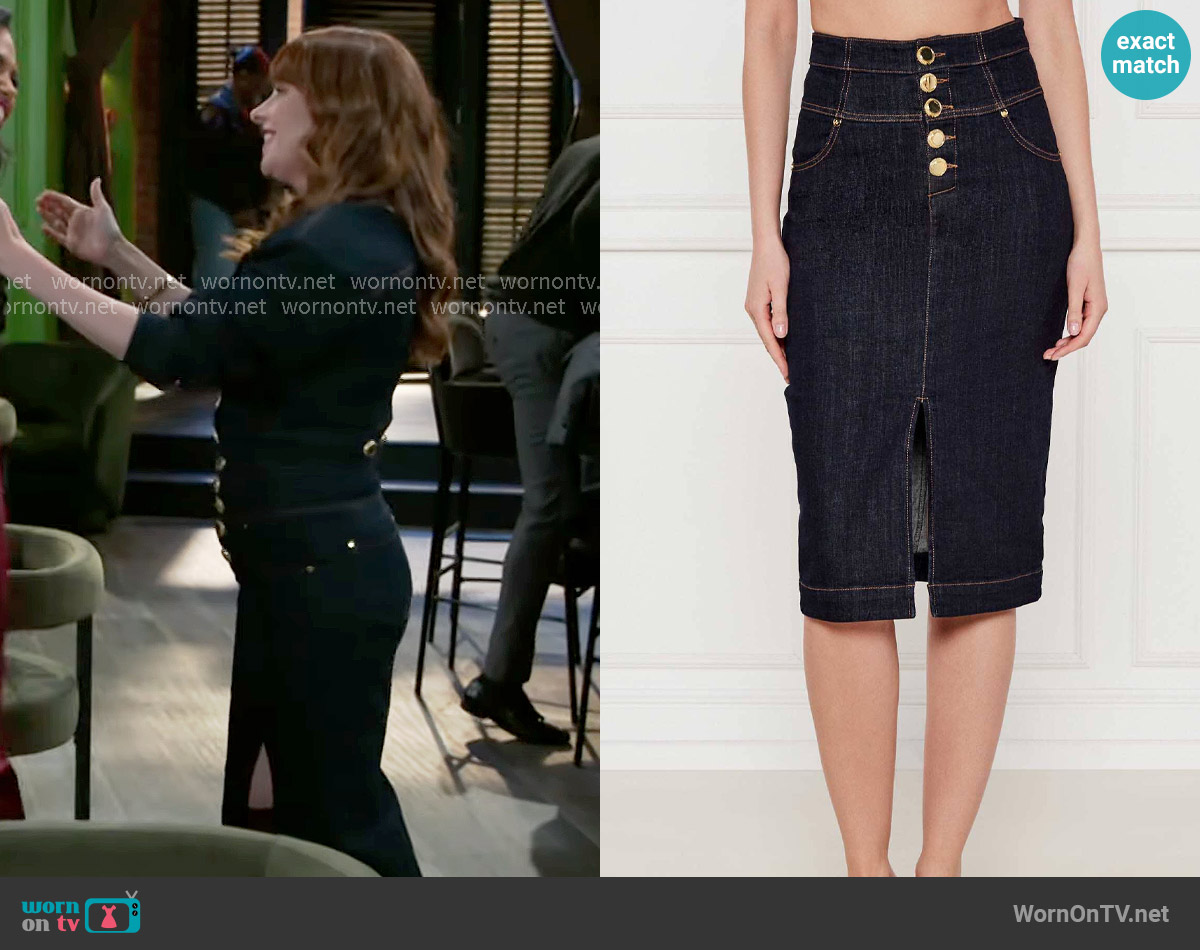 Guess Kylie Denim Skirt worn by Pamela Curtis (Cady McClain) on Beyond the Gates
