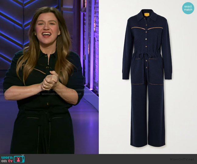 Guest in Residence Western Everywear cashmere jumpsuit worn by Kelly Clarkson on The Kelly Clarkson Show