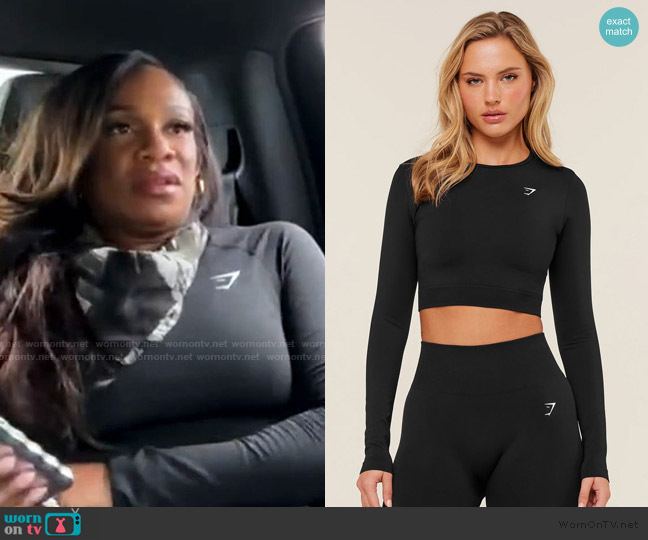 Gymshark Everyday Seamless Long Sleeve Crop Top worn by Tia Glover on The Real Housewives of Potomac
