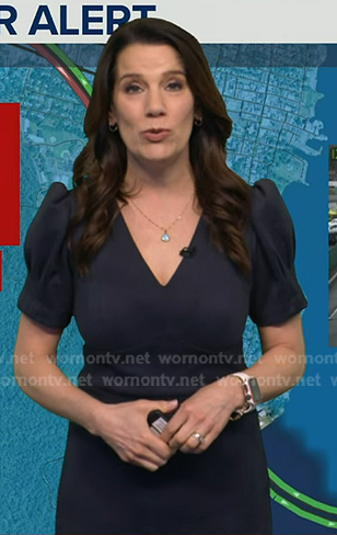 Heather’s navy puff sleeve dress on Good Morning America