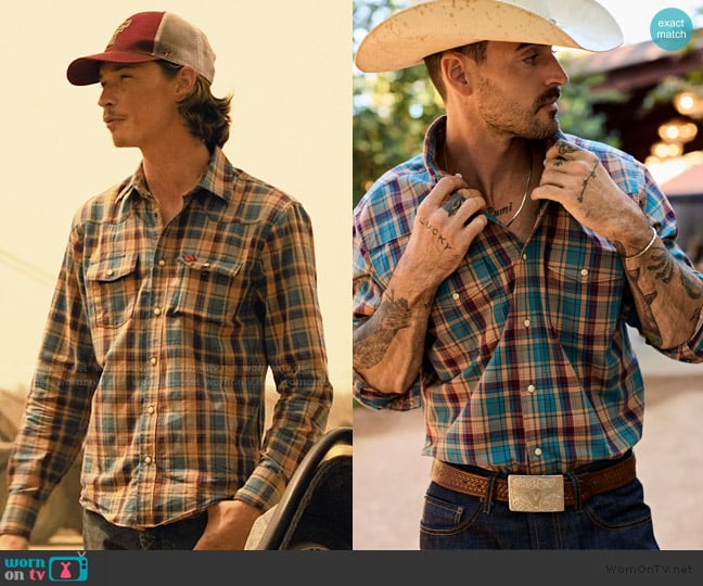 Heritage Canyon Plaid Pearl Snap Long Sleeve Shirt worn by Cooper Norris (Jacob Lofland) on Landman