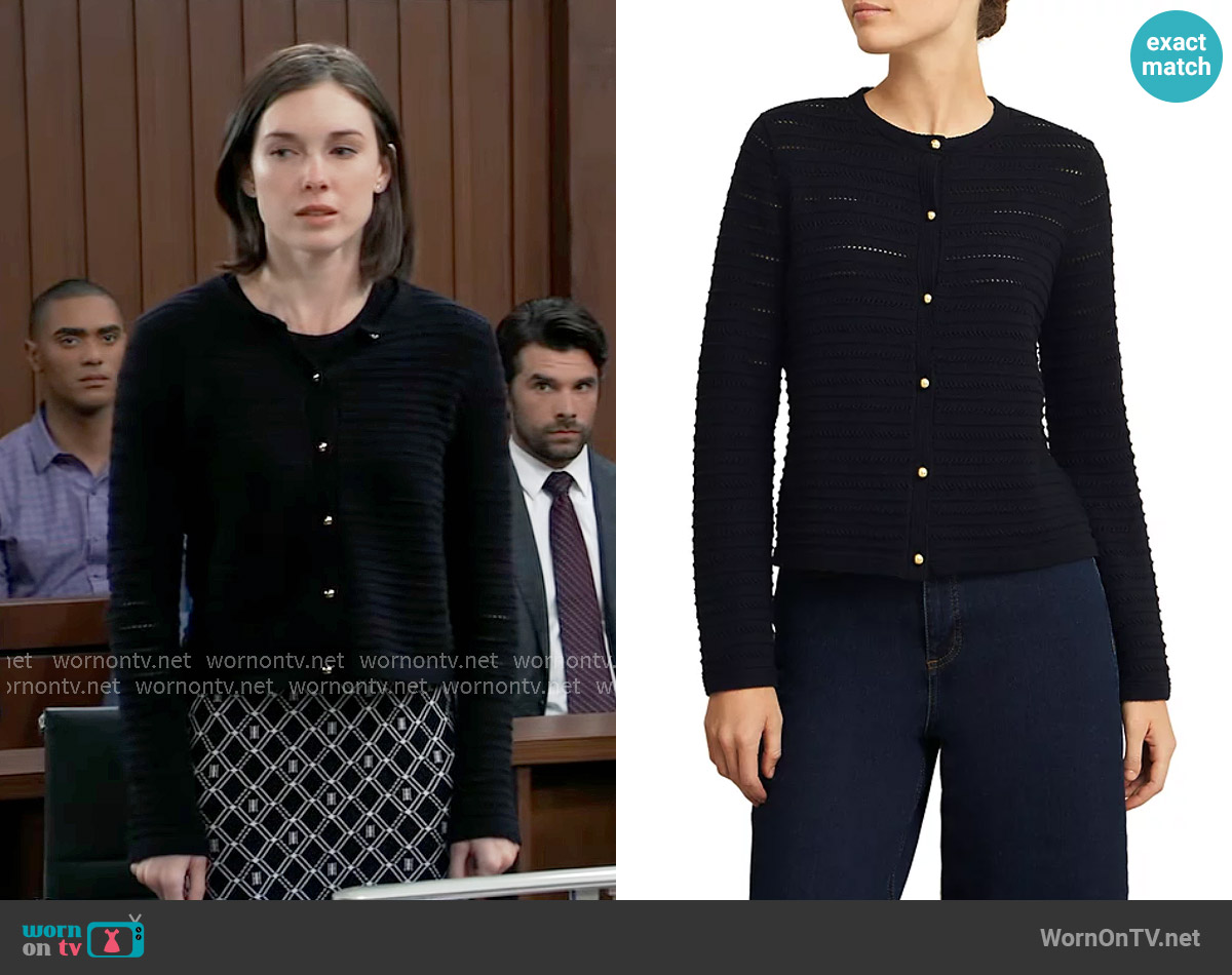 Hobbs Amber Cotton Cardigan worn by Willow Tait (Katelyn MacMullen) on General Hospital