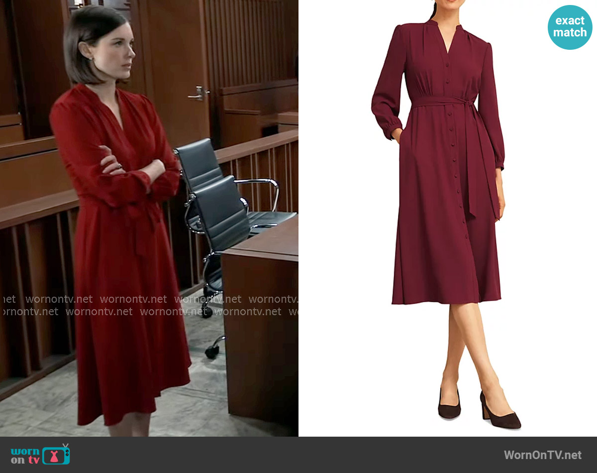Hobbs Peony Dress in Beryl Red worn by Willow Tait (Katelyn MacMullen) on General Hospital