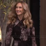 Holly Hunter’s black floral maxi shirtdress on Live with Kelly and Mark