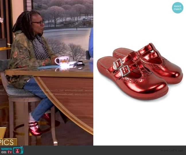 Hot Chocolate Design Chrome Crush Crimson Clog worn by Whoopi Goldberg on The View