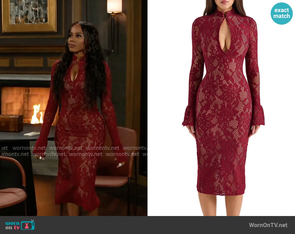 House of CB Pierette Dress in Rhubarb worn by Hayley Lawson (Marquita Goings) on Beyond the Gates