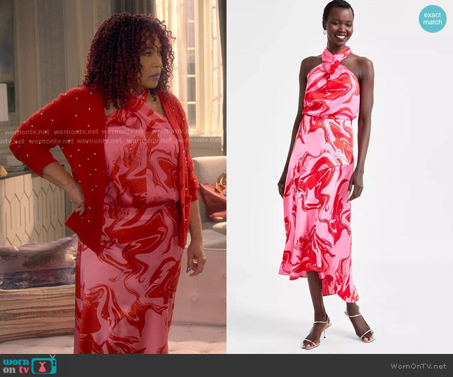 I.N.C. International Concepts Printed Crisscross Top worn by Althea Turner (Kym Whitley) on The Upshaws