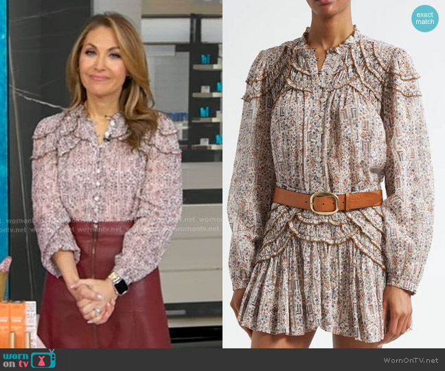 Isabel Marant Étoile Christa Printed Cotton Blouse in Ecru worn by Lori Bergamotto on Good Morning America