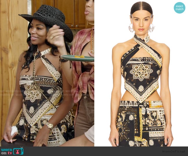 Isabel Marant Etoile Feyza Halter Top worn by Keiarna Stewart on The Real Housewives of Potomac