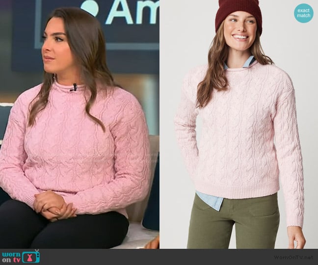 J. Crew Cable mockneck sweater worn by Vanessa on Tamron Hall Show