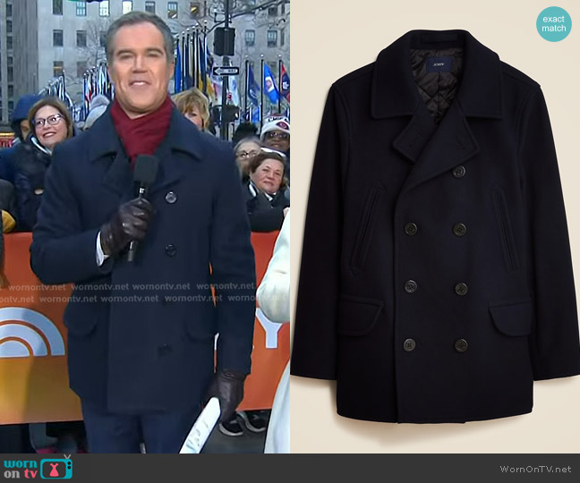 J. Crew Dock Peacoat in wool blend with PrimaLoft worn by Peter Alexander on Today
