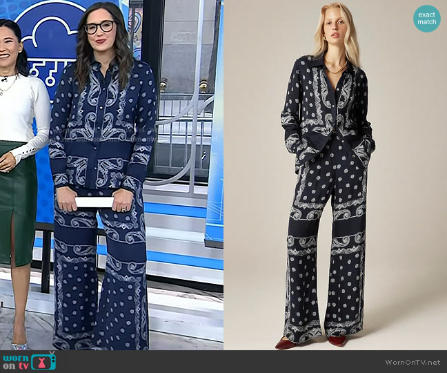 J. Crew Jules Classic-fit Shirt in Navy Bandana Print worn by Savannah Sellers on Today
