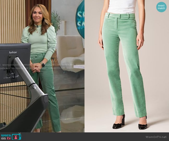 J. Crew Stella Pant in velvet worn by Lori Bergamotto on Good Morning America