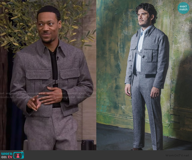 Jack Sivan D-Ring Ike Jacket - Grey Donegal Tweed worn by Tyler James Williams on Live with Kelly and Mark