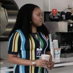 Janine’s rainbow stripe bodycon dress on Abbott Elementary