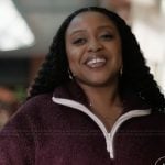 Janine’s burgundy sherpa jacket on Abbott Elementary