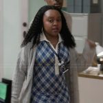 Janine’s blue plaid polo dress on Abbott Elementary