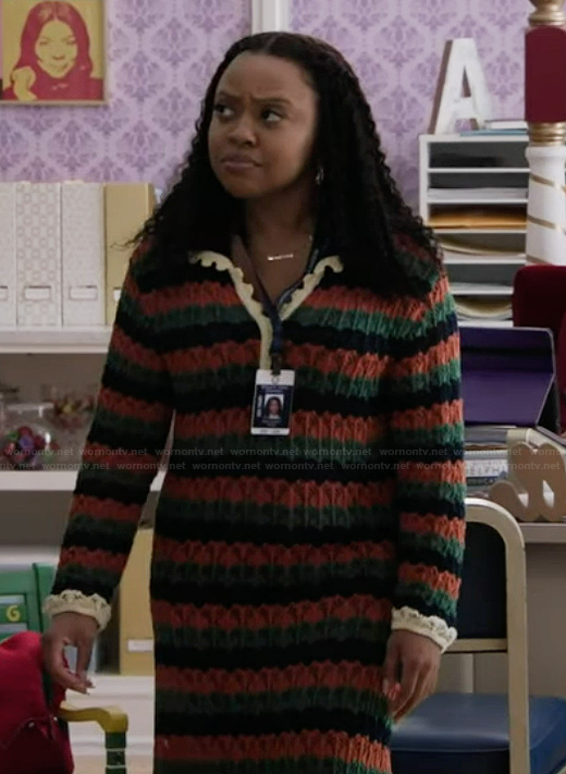 Janine’s stripe knit dress on Abbott Elementary