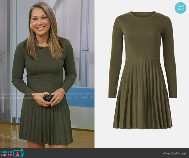 Jason Wu Pleated Long Sleeve Knit Mini Dress worn by Ginger Zee on Good Morning America