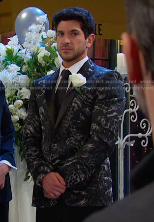 Javi’s black animal print blazer on Days of our Lives