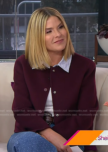 Jenna’s burgundy jacket with striped collar on Today