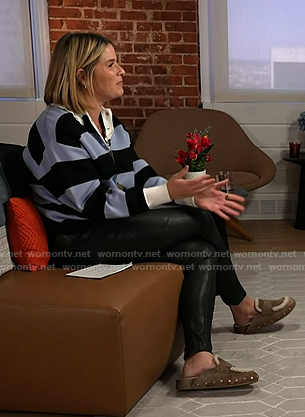 Jenna’s grey studded suede clogs on Today