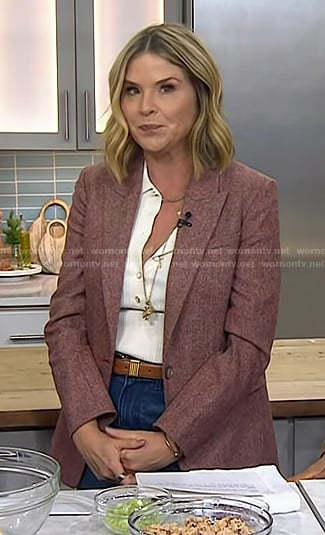 Jenna’s white ribbed polo and pink blazer on Today