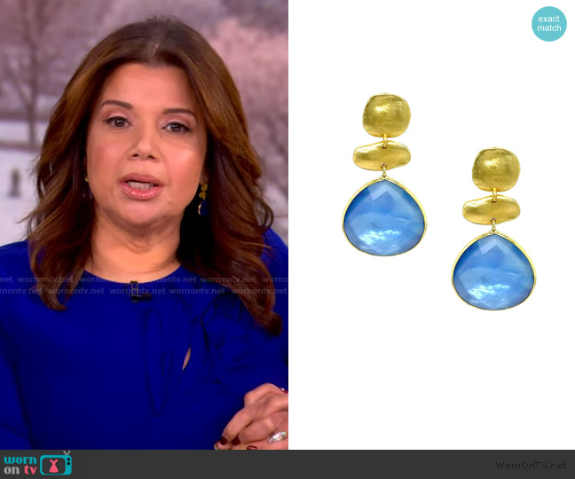 Jennifer Miller Blue Drop Earrings worn by Ana Navarro on The View