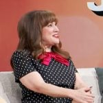 Jennifer Tilly’s black polka dot print dress on Access Hollywood