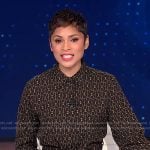 Jericka’s black chain print shirtdress on CBS Evening News