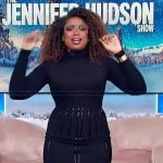 Jennifer’s black sequin stripe skirt on The Jennifer Hudson Show