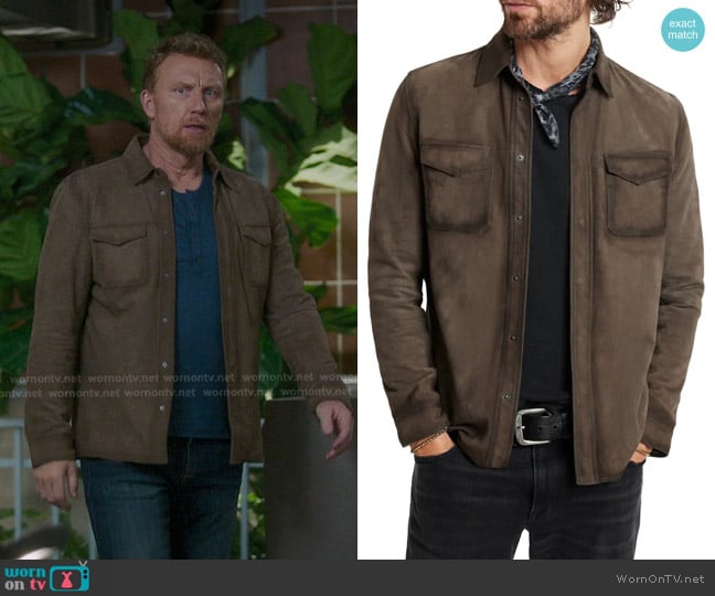 John Varvatos Izzy Suede Shirt Jacket worn by Owen Hunt (Kevin McKidd) on Greys Anatomy