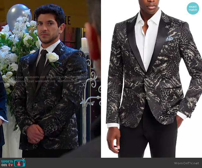 John Varvatos Star USA Jacquard Dinner Jacket worn by Javi Hernandez (Al Calderon) on Days of our Lives