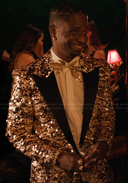 Julien’s gold sequin blazer on Emily in Paris