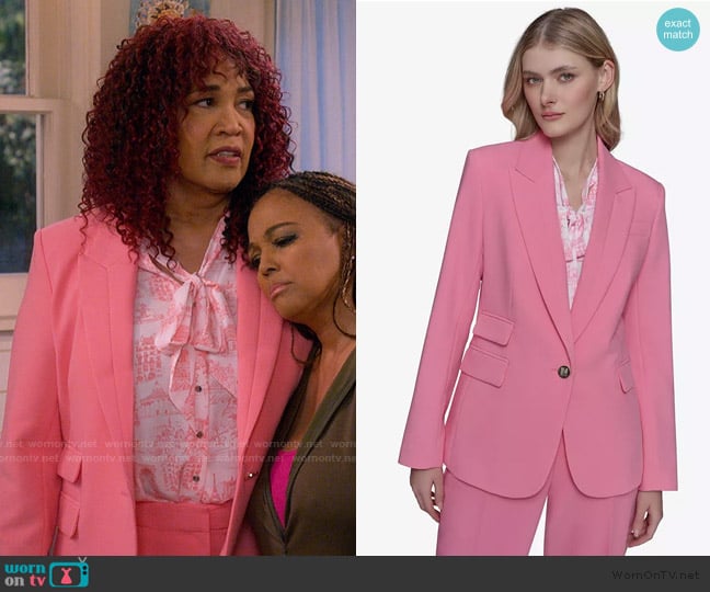 Karl Lagerfeld Paris Single-Button Blazer worn by Althea Turner (Kym Whitley) on The Upshaws