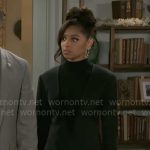 Kat’s black turtleneck blazer dress on Beyond the Gates