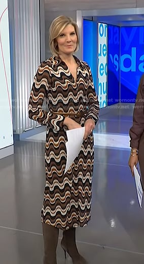 Kate’s brown swirl print shirtdress on NBC News Daily