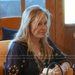 Kathy’s navy embroidered top on The Real Housewives of Beverly Hills