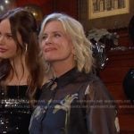 Kayla’s black floral sheer shritdress on Days of our Lives