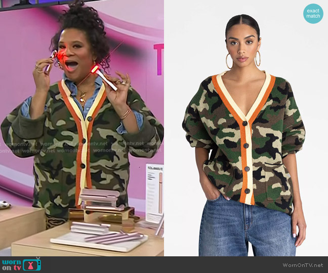 KBB by KAHLANA The Slouchy Cardigan in Olive Camo worn by Julee Wilson on Today