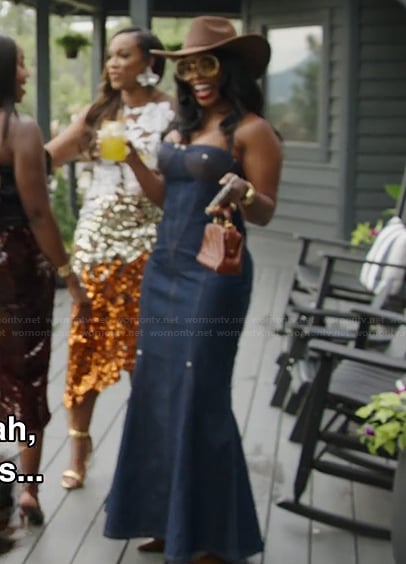 Keiarna’s denim maxi dress on The Real Housewives of Potomac