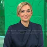 Kelly O’Grady’s navy satin blouse on CBS Mornings