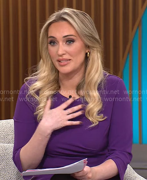 Kelly O’Grady’s purple ruched dress on CBS Mornings