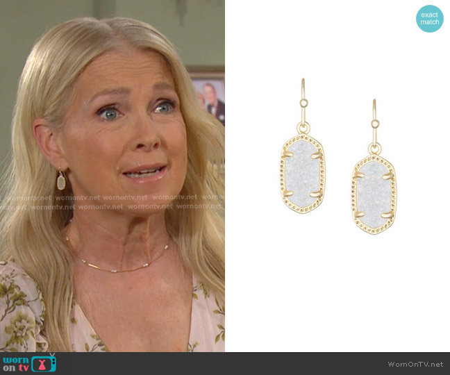 Kendra Scott Lee Earrings in Iridescent Drusy worn by Jennifer Horton (Melissa Reeves) on Days of our Lives