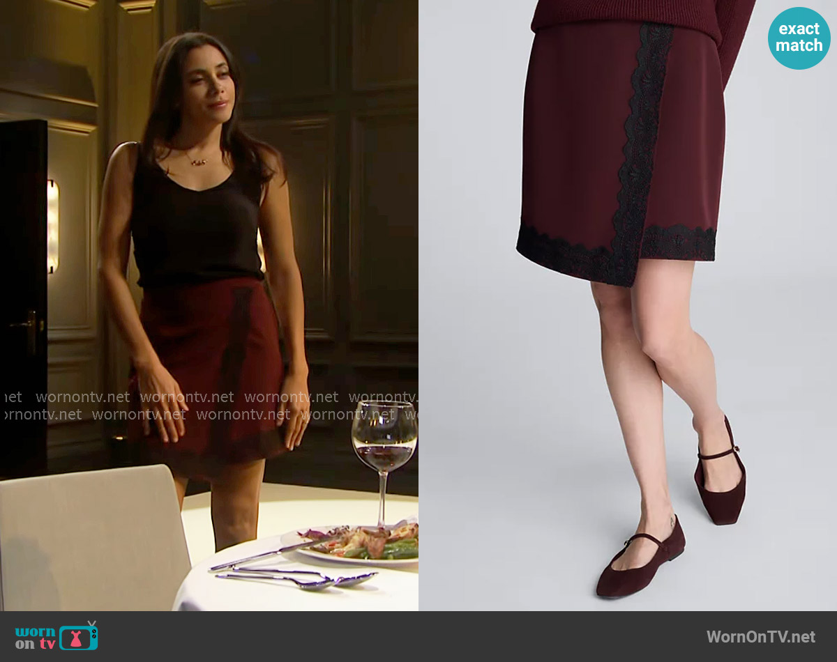 Kenneth Cole Lace Trim Asymmetric Wrap Skirt worn by Daphne Rose (Murielle Hilaire) on The Bold and the Beautiful