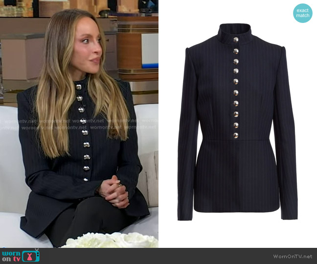 Khaite Samuel Jacket in Navy and White Stripe worn by Gabby Bernstein on Good Morning America