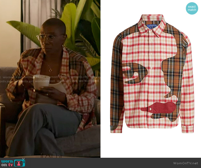 KidSuper Patchwork Face Flannel Shirt worn by Henrietta Wilson (Aisha Hinds) on 9-1-1
