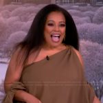 Kim Fields’s brown one shoulder mini dress on The View