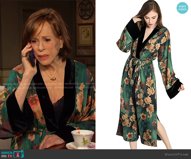 Kim + Ono Azuki Kimono Wrap worn by Vivian Alamain (Louise Sorel) on Days of our Lives